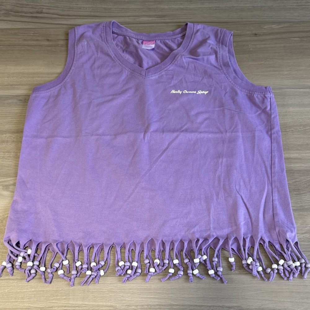 Harley Owners Group Seminole County Bead Tank Top Women's‎ Large Purple Biker